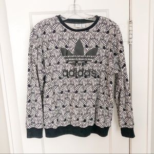 Adidas Velour Zebra Logo Sweatshirt